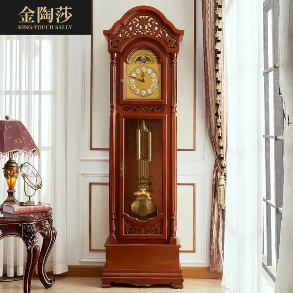 The Grandfather Clock European Luxury Mechanical Clock Solid Wood Chinese Style Villa Standing Grandfather Clock Retro - Image 7