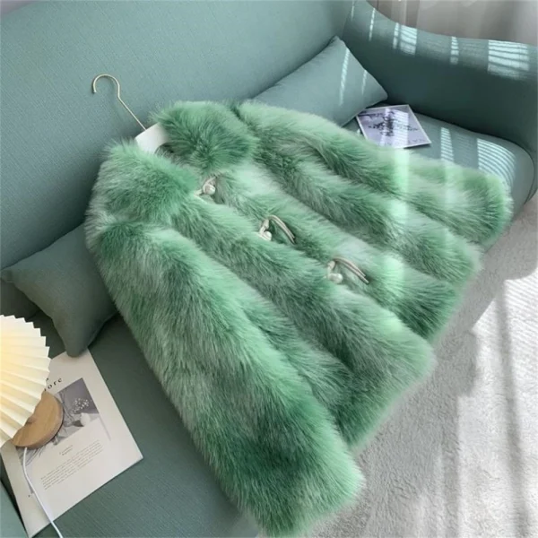 2024 Fur Coat For Women Medium-Length Pearl Buckle Women's Winter Coat Promotion Winter Jacket - Image 5