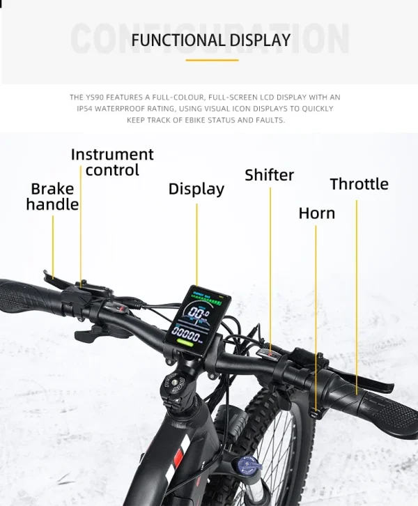 RANDRIDE YS90 1000W 48V Electric Bicycle SHIMANO Hydraulic Break Mountain Ebike Full Suspension Adult Bicycle and Electric Bike - Image 12