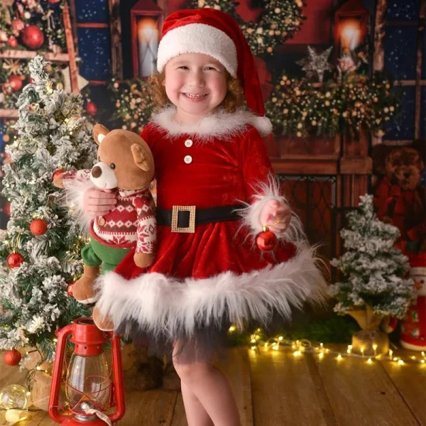 Baby Christmas Dress For Girls Winter Santa Claus Dresses Festival Party Dress Merry Christmas Baby Clothes Girls Xmas Dress