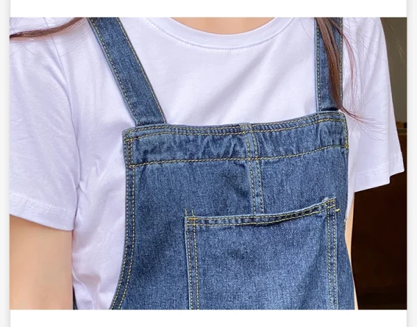 Women Denim Straps Dress 2023 New Spring Summer Loose Straight Dress Female Versatile Casual Mid-Length Split Frock - Image 8