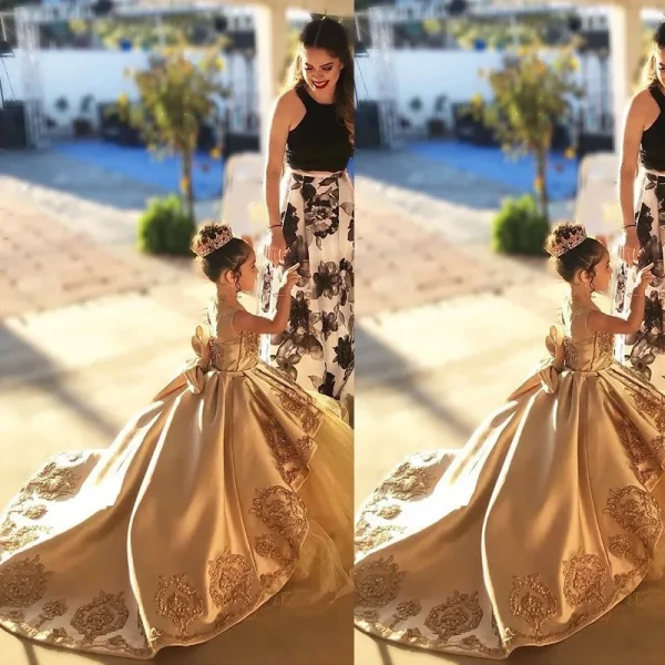 Luxurious White Flower Girl Dress Long Train With Bow Bead Birthday Ball Ball Gown Princess Holy First Communion Gowns - Image 18