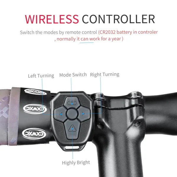 Bicycle Light USB Rechargeable Tail Light Warning Bike Rear Light Smart Wireless Remote Turn Signal Light LED Bicycle Lantern - Image 5