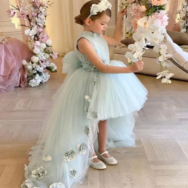 Luxurious White Flower Girl Dress Long Train With Bow Bead Birthday Ball Ball Gown Princess Holy First Communion Gowns - Image 23