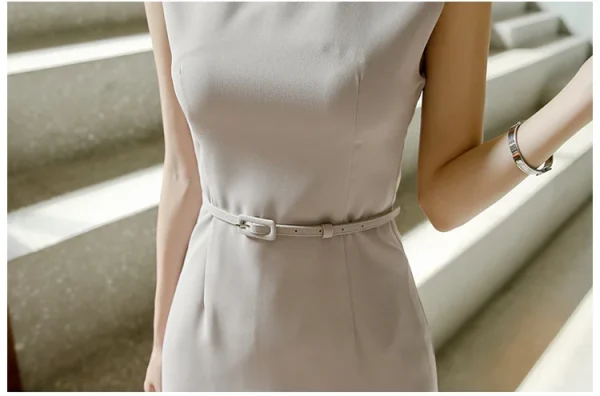 Office Ladies Sleeveless Bodycon Casual Midi Dress Women Summer Vintage Chic Elegant Business Party Birthday Clothes Female Robe - Image 17