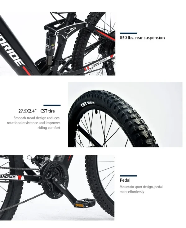RANDRIDE YS90 1000W 48V Electric Bicycle SHIMANO Hydraulic Break Mountain Ebike Full Suspension Adult Bicycle and Electric Bike - Image 21