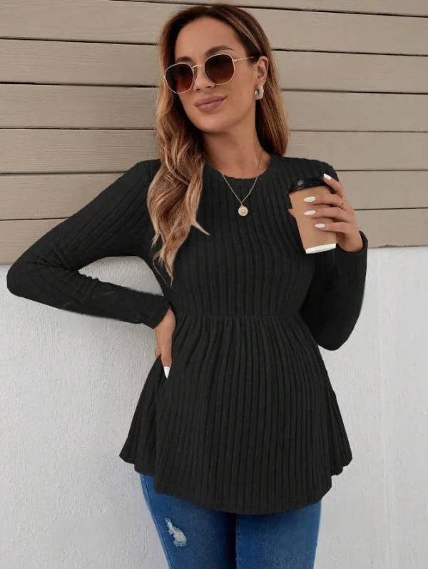 Pregnancy Dresses Blouse Spring Autumn Long-sleeved Maternity Woman Blouse Solid Color Pullover Pregnant T-shirt Mother Clothes - Image 15