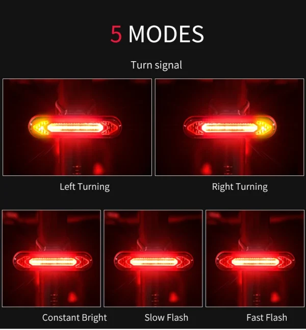 Bicycle Light USB Rechargeable Tail Light Warning Bike Rear Light Smart Wireless Remote Turn Signal Light LED Bicycle Lantern - Image 13