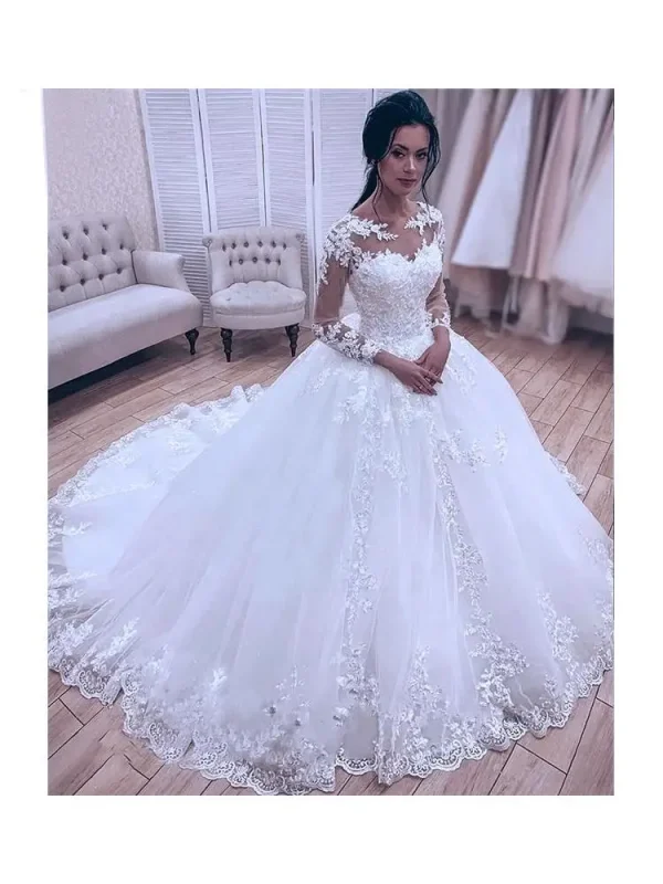 Vestidos Women Elegant Summer Long Sleeve Dresses Wedding Dresses Luxury Lace Ball Gown Fromal Dress For Girls 2024 New - Image 7