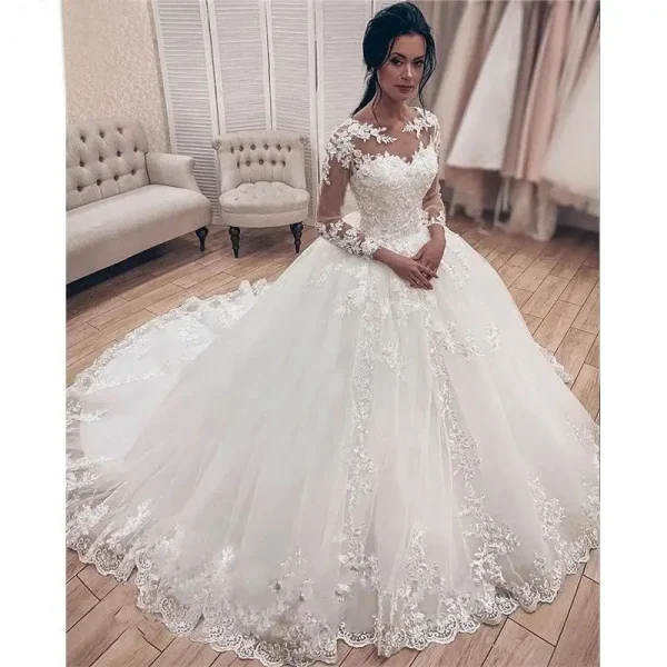 Vestidos Women Elegant Summer Long Sleeve Dresses Wedding Dresses Luxury Lace Ball Gown Fromal Dress For Girls 2024 New - Image 8