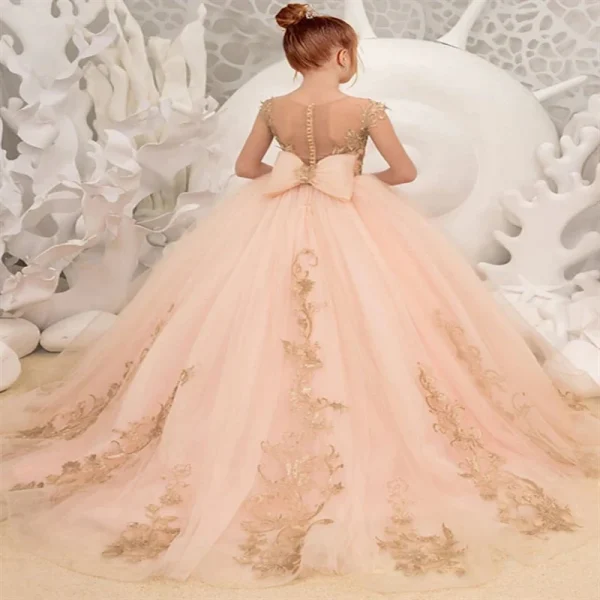 Luxurious White Flower Girl Dress Long Train With Bow Bead Birthday Ball Ball Gown Princess Holy First Communion Gowns - Image 11
