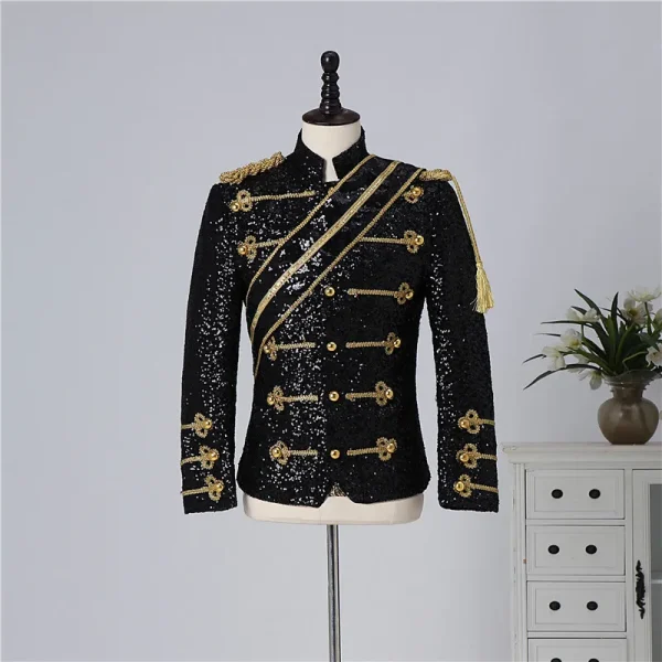 Plus Size S-5XL Jacket!High Quality Michael Jackson Concert Dance Stage Costume Uniforms Moonwalk Stage Costumes Sequins Coat - Image 13