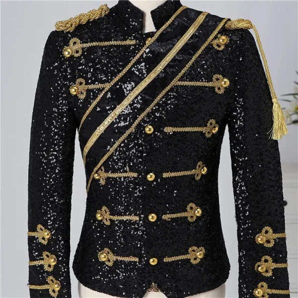Plus Size S-5XL Jacket!High Quality Michael Jackson Concert Dance Stage Costume Uniforms Moonwalk Stage Costumes Sequins Coat - Image 3