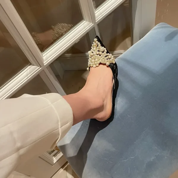 Aneikeh Spring/Autumn Fashion Sexy Women Shoes Elegant String Bead Crystal Patchwork Slip-On 35-42 Thin Heels Slipper NEW 2025 - Image 21