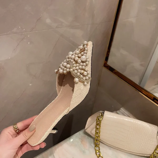 Aneikeh Spring/Autumn Fashion Sexy Women Shoes Elegant String Bead Crystal Patchwork Slip-On 35-42 Thin Heels Slipper NEW 2025 - Image 28