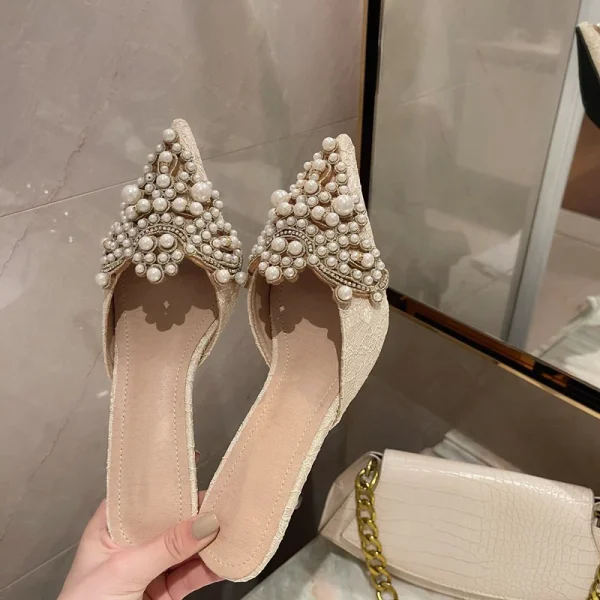Aneikeh Spring/Autumn Fashion Sexy Women Shoes Elegant String Bead Crystal Patchwork Slip-On 35-42 Thin Heels Slipper NEW 2025 - Image 27