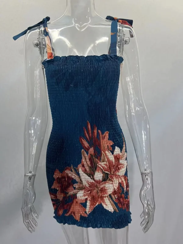 2025 Summer Slim Print Dress Women Fashion Spaghetti Strap Elegant Package Hips Bodycon Mini Dresses Femlae Beach Party Dress - Image 20