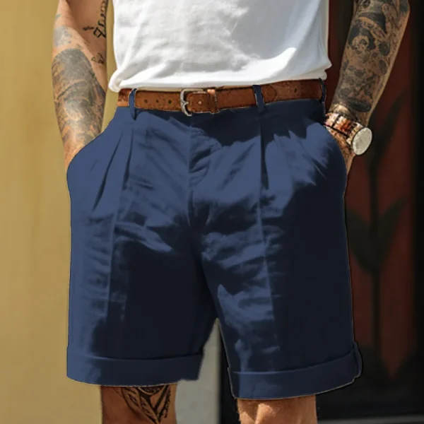 2024 America and Europe Style Casual Linen Beach Shorts Men's Stand Pocket Classic Basic Shorts Khaki White Soft Half Pants New - Image 7