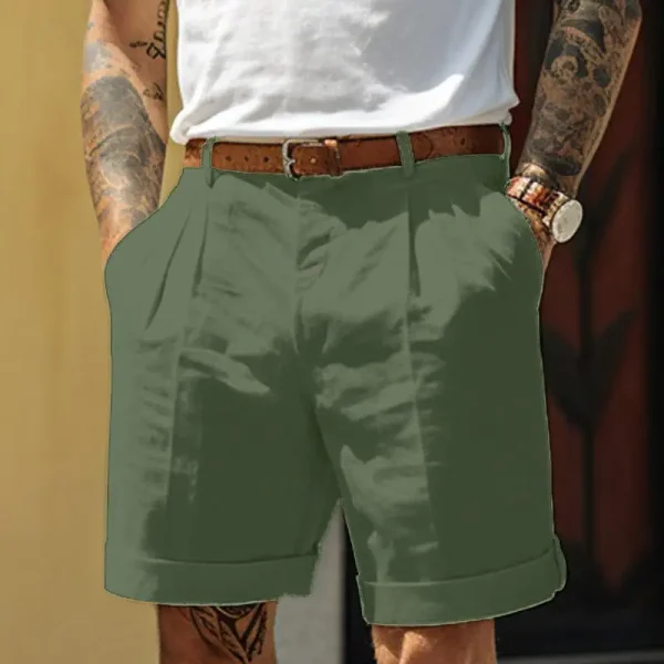 2024 America and Europe Style Casual Linen Beach Shorts Men's Stand Pocket Classic Basic Shorts Khaki White Soft Half Pants New - Image 9
