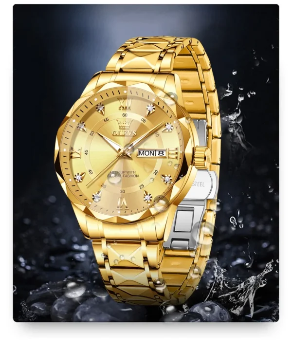 OLEVS Luxury Gold Watches for men waterproof stainless steel Big Face Quartz Watches Fashion Business WristWatches for Men - Image 28