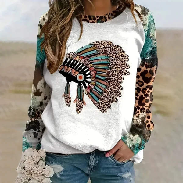 2024 New Women's Long Sleeve Tops Fashionable 3d Horse Pattern Printed Blouse Tops Leopard Style Loose Pullovers Winter Autumn - Image 17