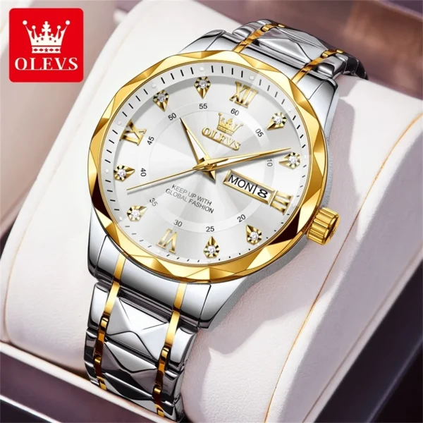 OLEVS Luxury Gold Watches for men waterproof stainless steel Big Face Quartz Watches Fashion Business WristWatches for Men - Image 7