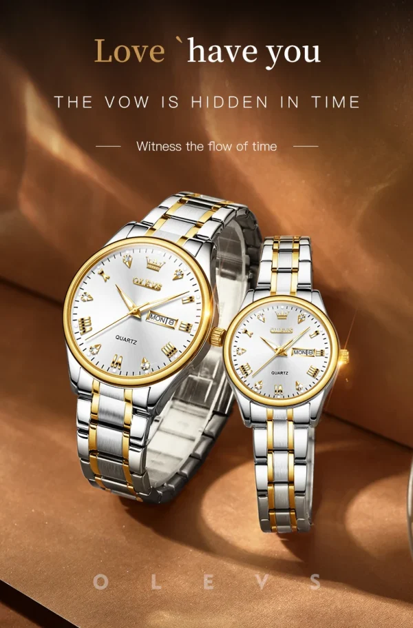 OLEVS 5563 Diamond Luxury Quartz Couple Watches Stainless Steel Waterproof Watch For Men Women Dual Calendar Fashion Hand Clock - Image 33