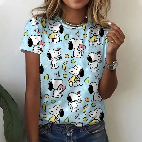 Snoopy Print T-shirt For Women Summer Girls Clothes Tees Female Harajuku Sweatshirt Blouse V-neck Short Sleeve Tops - Image 13