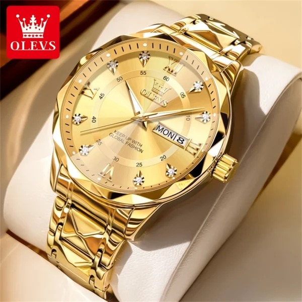 OLEVS Luxury Gold Watches for men waterproof stainless steel Big Face Quartz Watches Fashion Business WristWatches for Men - Image 11