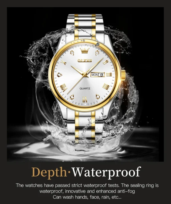 OLEVS 5563 Diamond Luxury Quartz Couple Watches Stainless Steel Waterproof Watch For Men Women Dual Calendar Fashion Hand Clock - Image 31