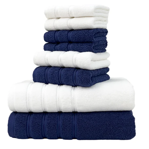 8 Piece Towel Set Turkish Cotton Bathroom Super Absorbent 4 Square Towel 2 Face Towel 2 Bath Towel Set Hotel Beauty Salon Sauna - Image 14