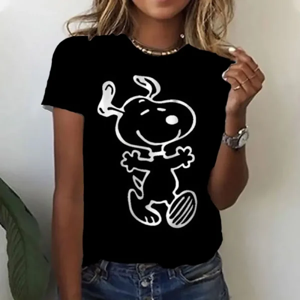 Snoopy Print T-shirt For Women Summer Girls Clothes Tees Female Harajuku Sweatshirt Blouse V-neck Short Sleeve Tops - Image 18