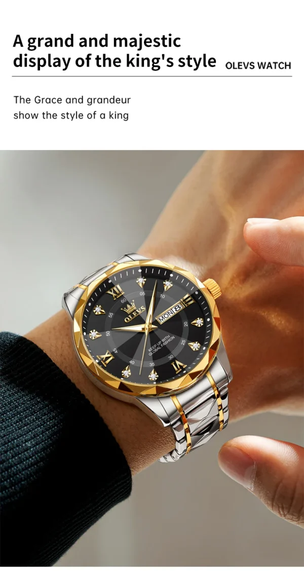 OLEVS Luxury Gold Watches for men waterproof stainless steel Big Face Quartz Watches Fashion Business WristWatches for Men - Image 21