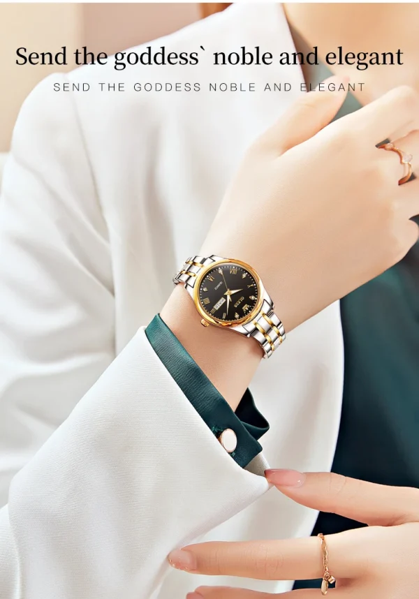 OLEVS 5563 Diamond Luxury Quartz Couple Watches Stainless Steel Waterproof Watch For Men Women Dual Calendar Fashion Hand Clock - Image 35