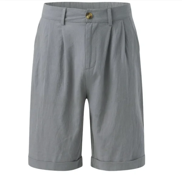 2024 America and Europe Style Casual Linen Beach Shorts Men's Stand Pocket Classic Basic Shorts Khaki White Soft Half Pants New - Image 8