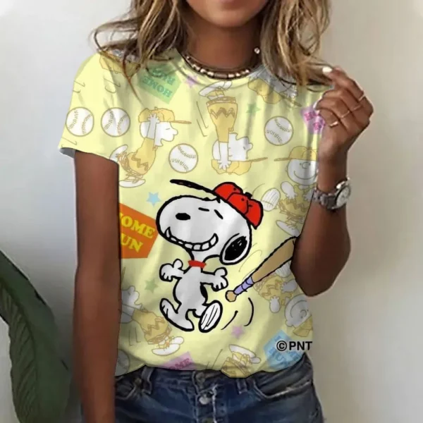 Snoopy Print T-shirt For Women Summer Girls Clothes Tees Female Harajuku Sweatshirt Blouse V-neck Short Sleeve Tops - Image 12