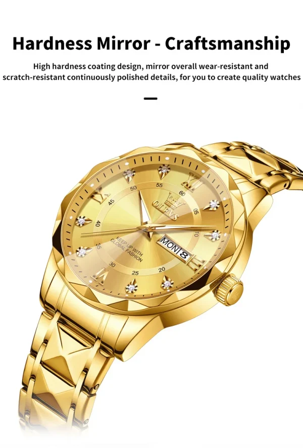 OLEVS Luxury Gold Watches for men waterproof stainless steel Big Face Quartz Watches Fashion Business WristWatches for Men - Image 18