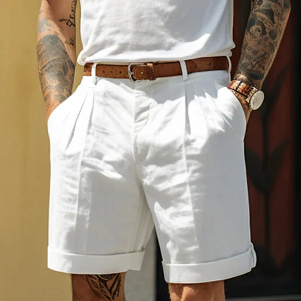 2024 America and Europe Style Casual Linen Beach Shorts Men's Stand Pocket Classic Basic Shorts Khaki White Soft Half Pants New - Image 11