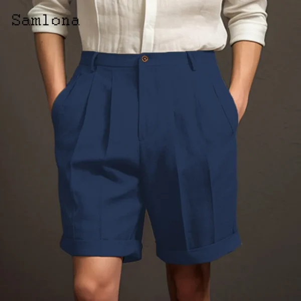 2024 America and Europe Style Casual Linen Beach Shorts Men's Stand Pocket Classic Basic Shorts Khaki White Soft Half Pants New - Image 5