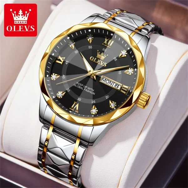 OLEVS Luxury Gold Watches for men waterproof stainless steel Big Face Quartz Watches Fashion Business WristWatches for Men - Image 9