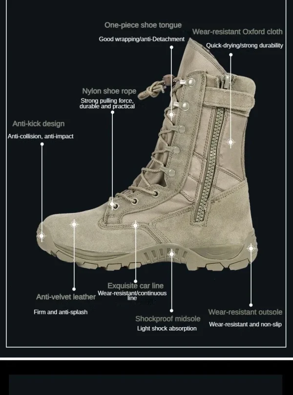 2023 New High Top Combat Boots Green Desert Brown Boot Lightweight Training Boots Hiking Boots Man Tactical Boots - Image 14