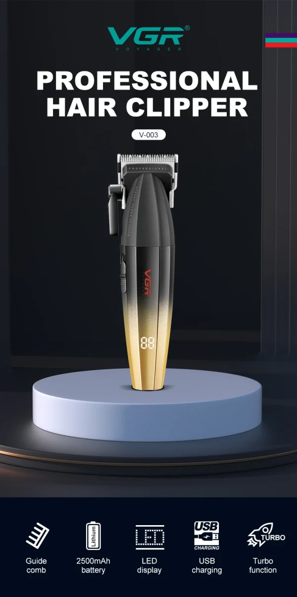 VGR Hair Clipper Electric Hair Cutting Machine Adjustable Hair Trimmer Cordless Barber Haircut 9000 RPM Clipper for Men V-003 - Image 15