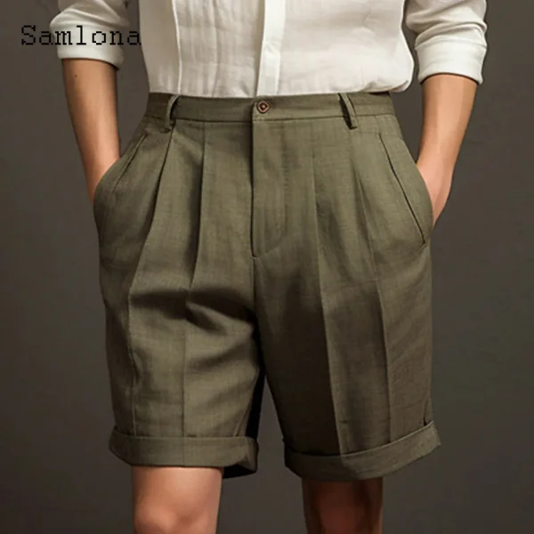 2024 America and Europe Style Casual Linen Beach Shorts Men's Stand Pocket Classic Basic Shorts Khaki White Soft Half Pants New - Image 3