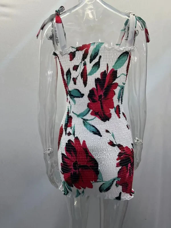2025 Summer Slim Print Dress Women Fashion Spaghetti Strap Elegant Package Hips Bodycon Mini Dresses Femlae Beach Party Dress - Image 15