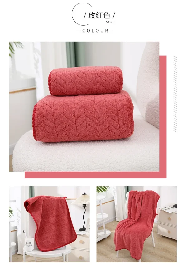 High quality thick coral velvet bath towels, soft and absorbent towels, sports beach towels for home and hotel use - Image 13