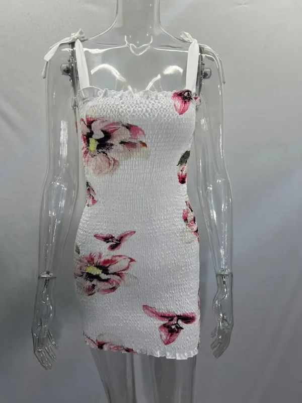 2025 Summer Slim Print Dress Women Fashion Spaghetti Strap Elegant Package Hips Bodycon Mini Dresses Femlae Beach Party Dress - Image 17