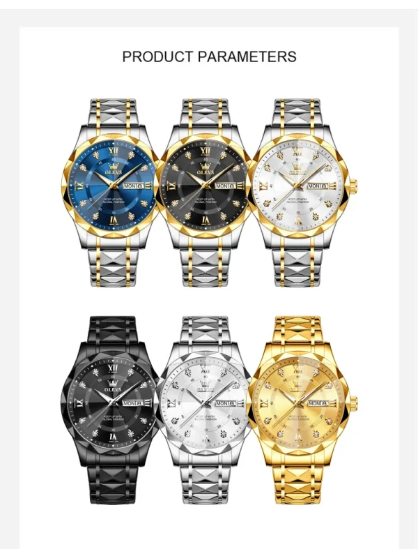 OLEVS Luxury Gold Watches for men waterproof stainless steel Big Face Quartz Watches Fashion Business WristWatches for Men - Image 22