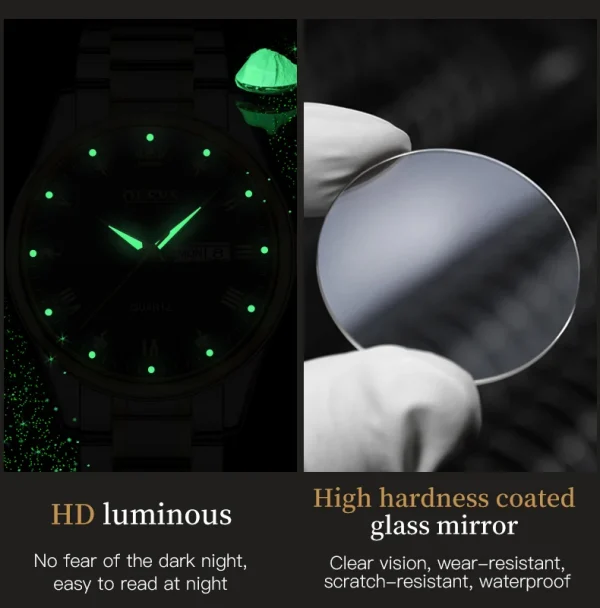 OLEVS 5563 Diamond Luxury Quartz Couple Watches Stainless Steel Waterproof Watch For Men Women Dual Calendar Fashion Hand Clock - Image 32