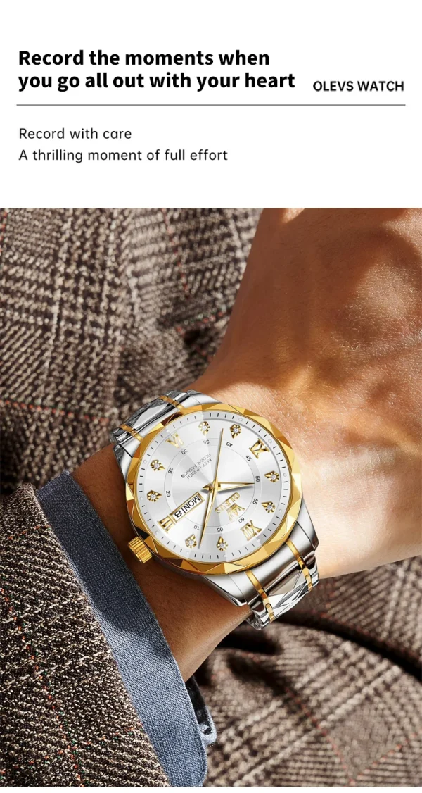 OLEVS Luxury Gold Watches for men waterproof stainless steel Big Face Quartz Watches Fashion Business WristWatches for Men - Image 17