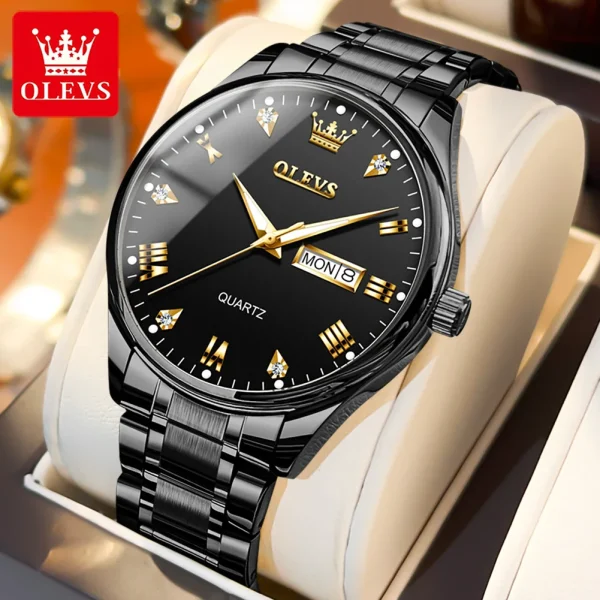 OLEVS 5563 Diamond Luxury Quartz Couple Watches Stainless Steel Waterproof Watch For Men Women Dual Calendar Fashion Hand Clock - Image 13